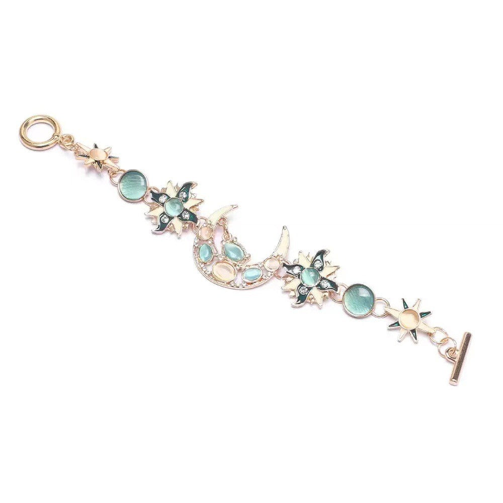 Moon & Star Gemstone Charm Bracelet