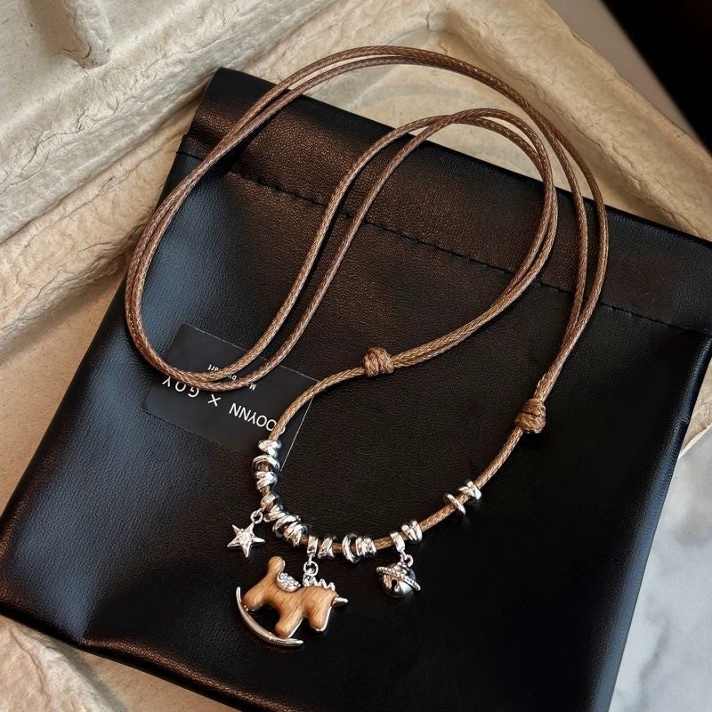 Wooden Horse Charm Necklace