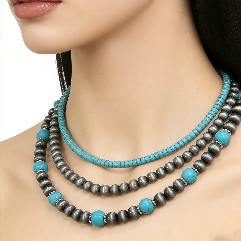 Layered Turquoise Bead Necklace
