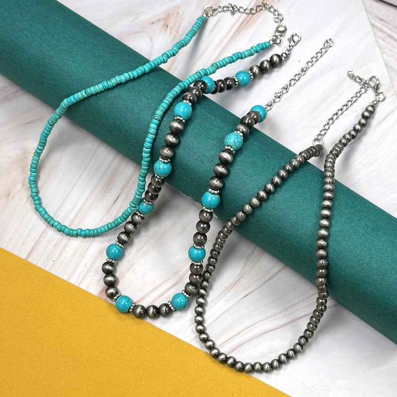 Layered Turquoise Bead Necklace