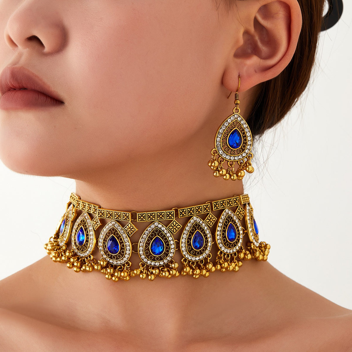 Teardrop Crystal Choker & Earring Set