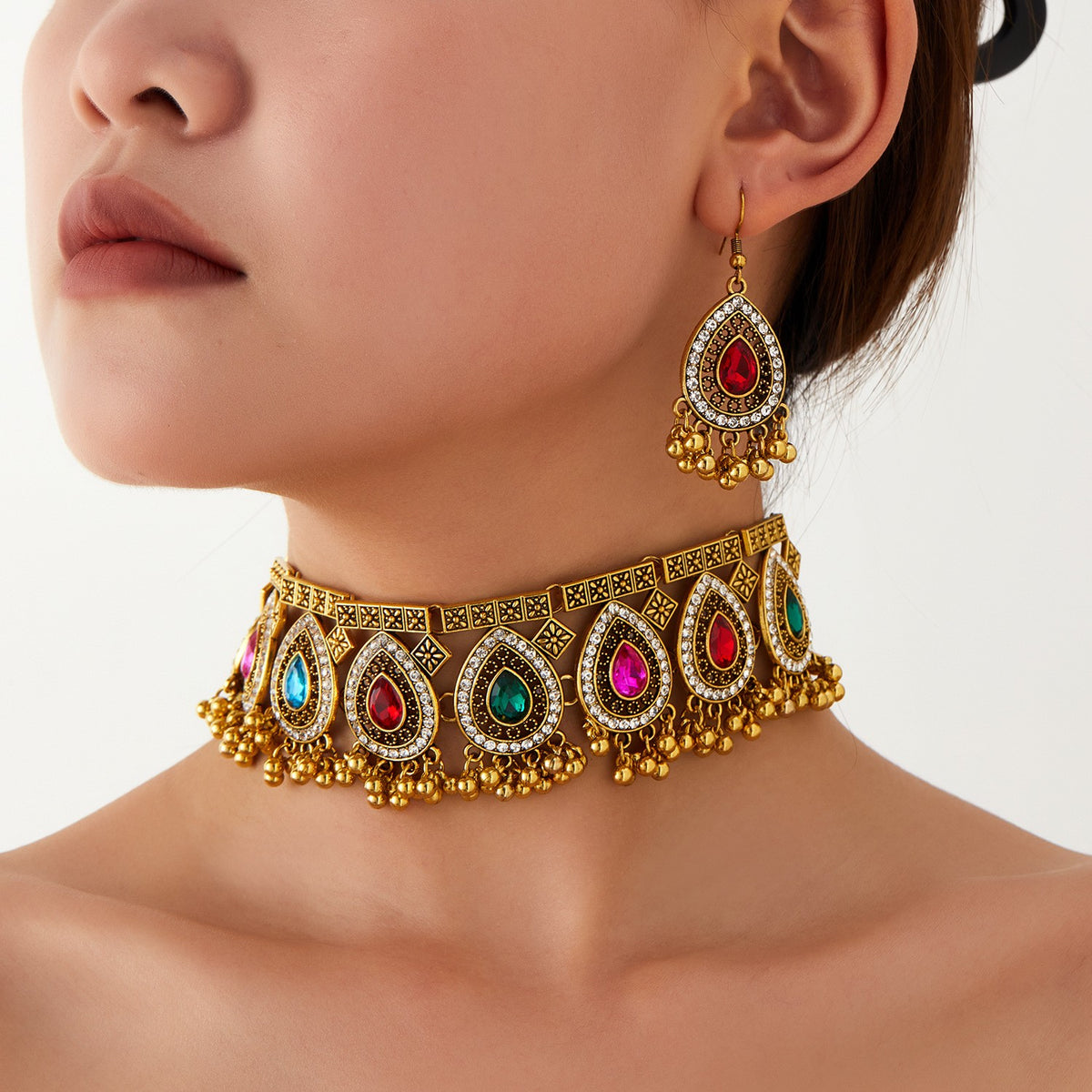 Teardrop Crystal Choker & Earring Set