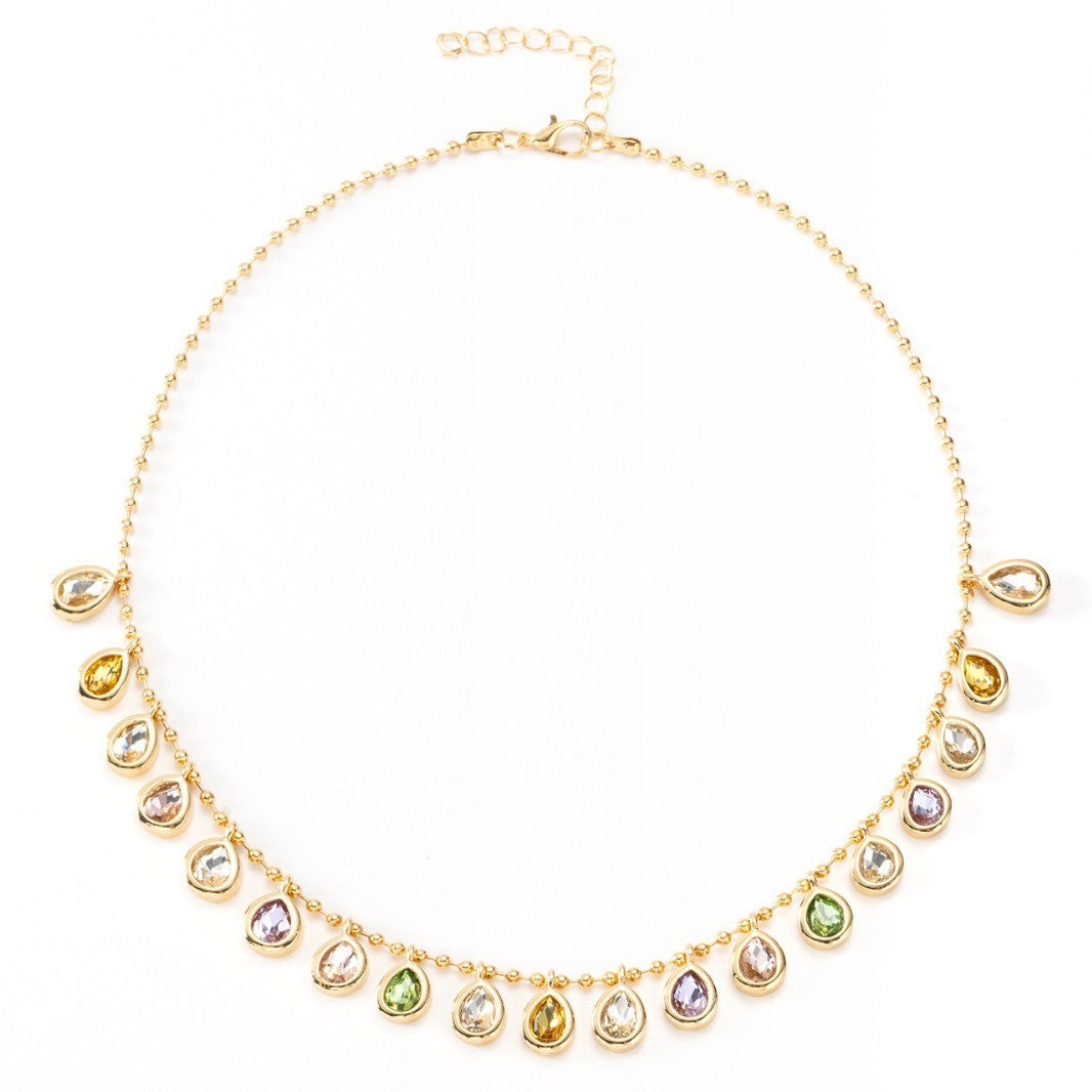 Multi-Color Gemstone Teardrop Necklace