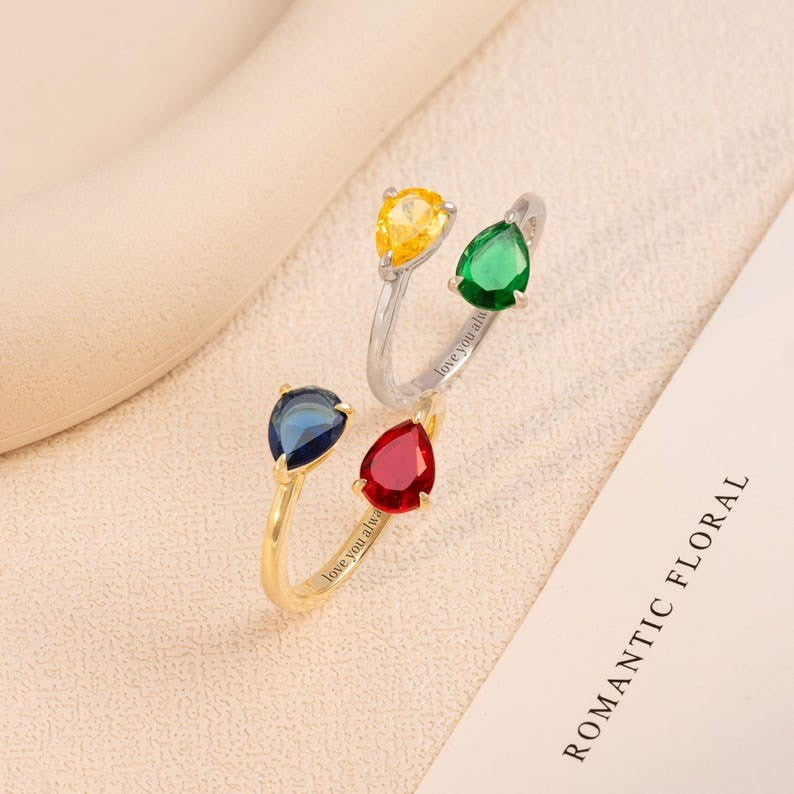 Two-Stone Adjustable Birthstone Ring