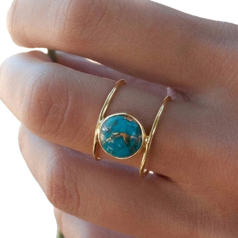 Round Turquoise Bypass Ring