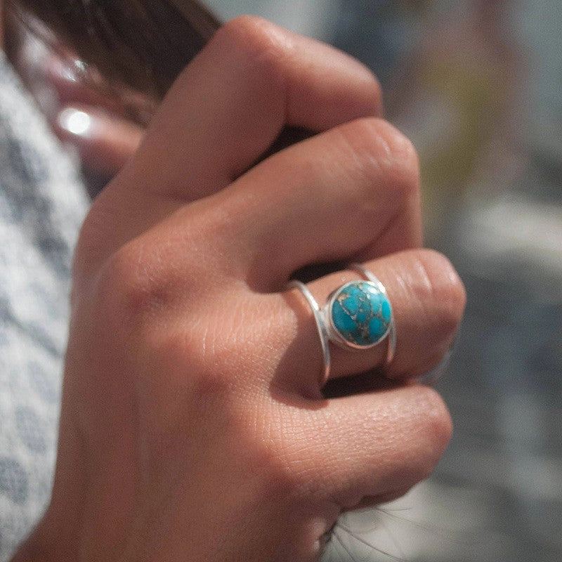 Round Turquoise Bypass Ring