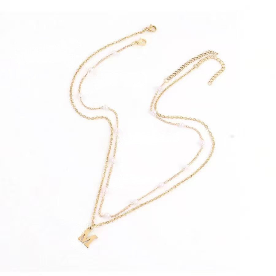 Pearl Initial Layered Necklace