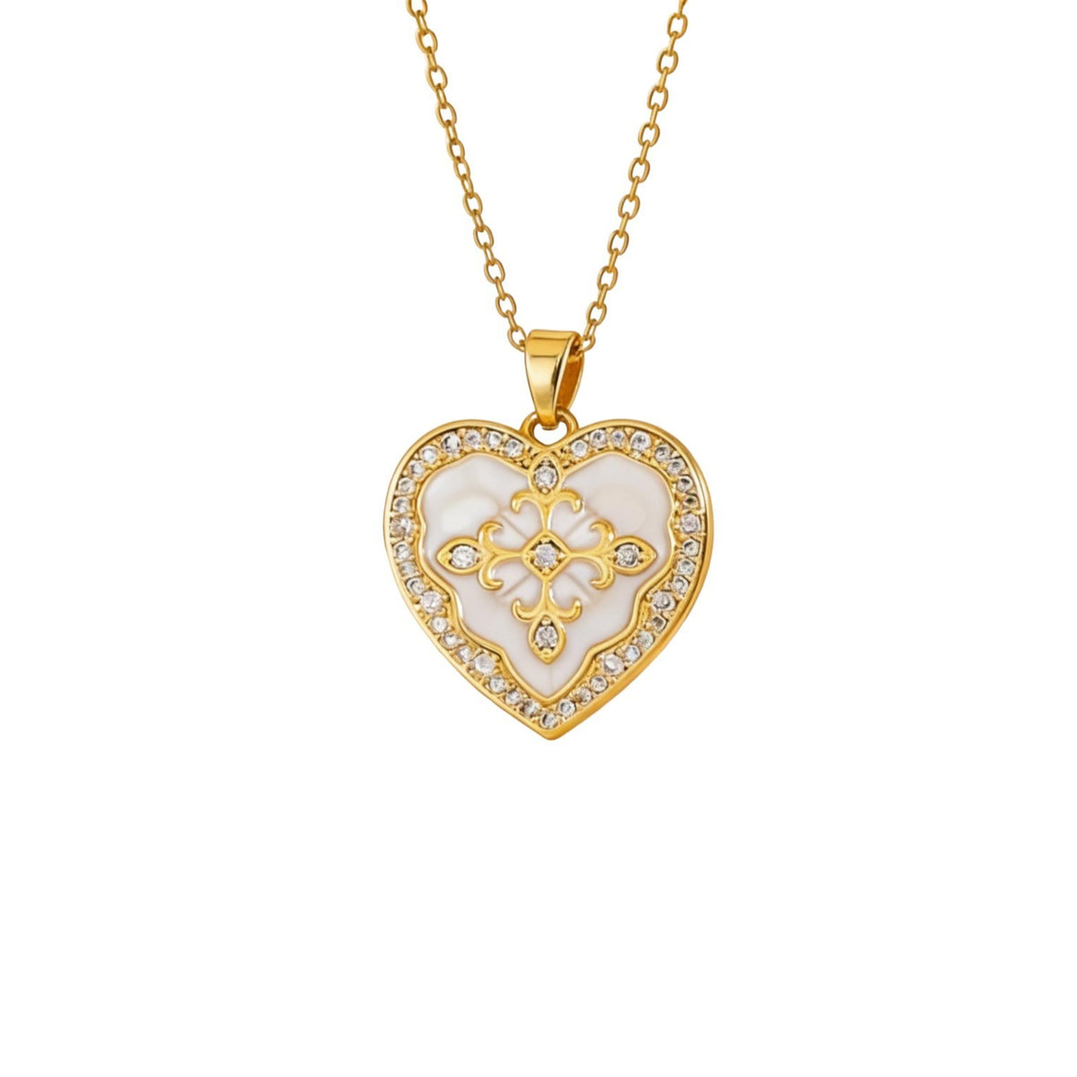 Enamel Filigree Heart Locket Necklace