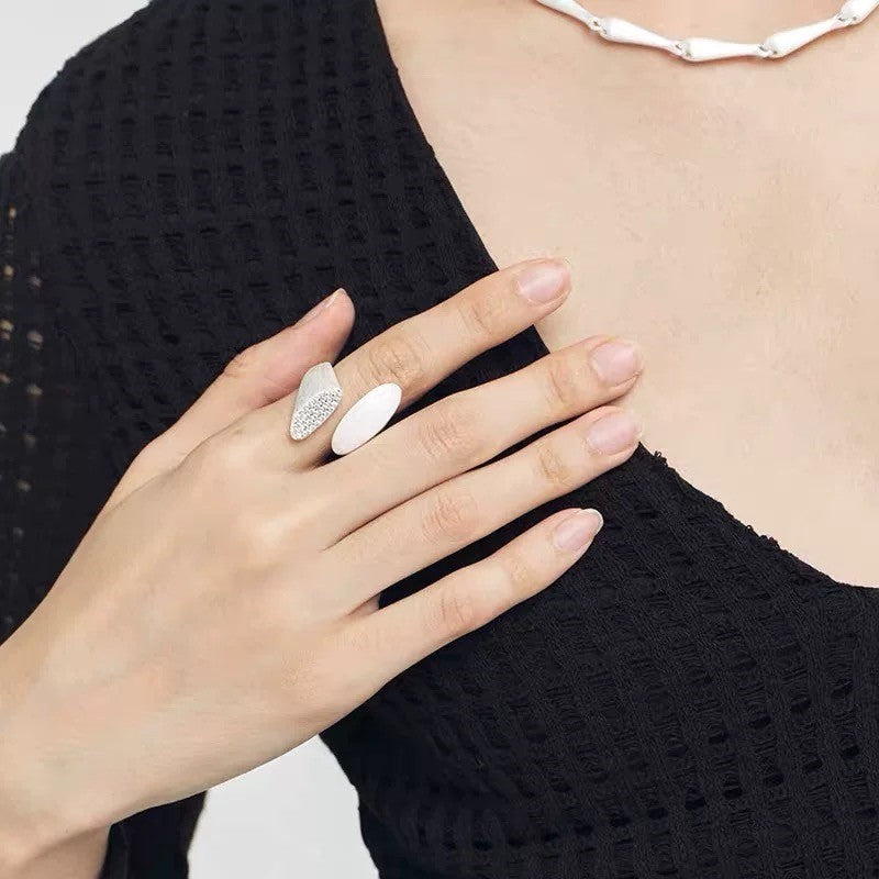 White Pave & Oval Statement Ring