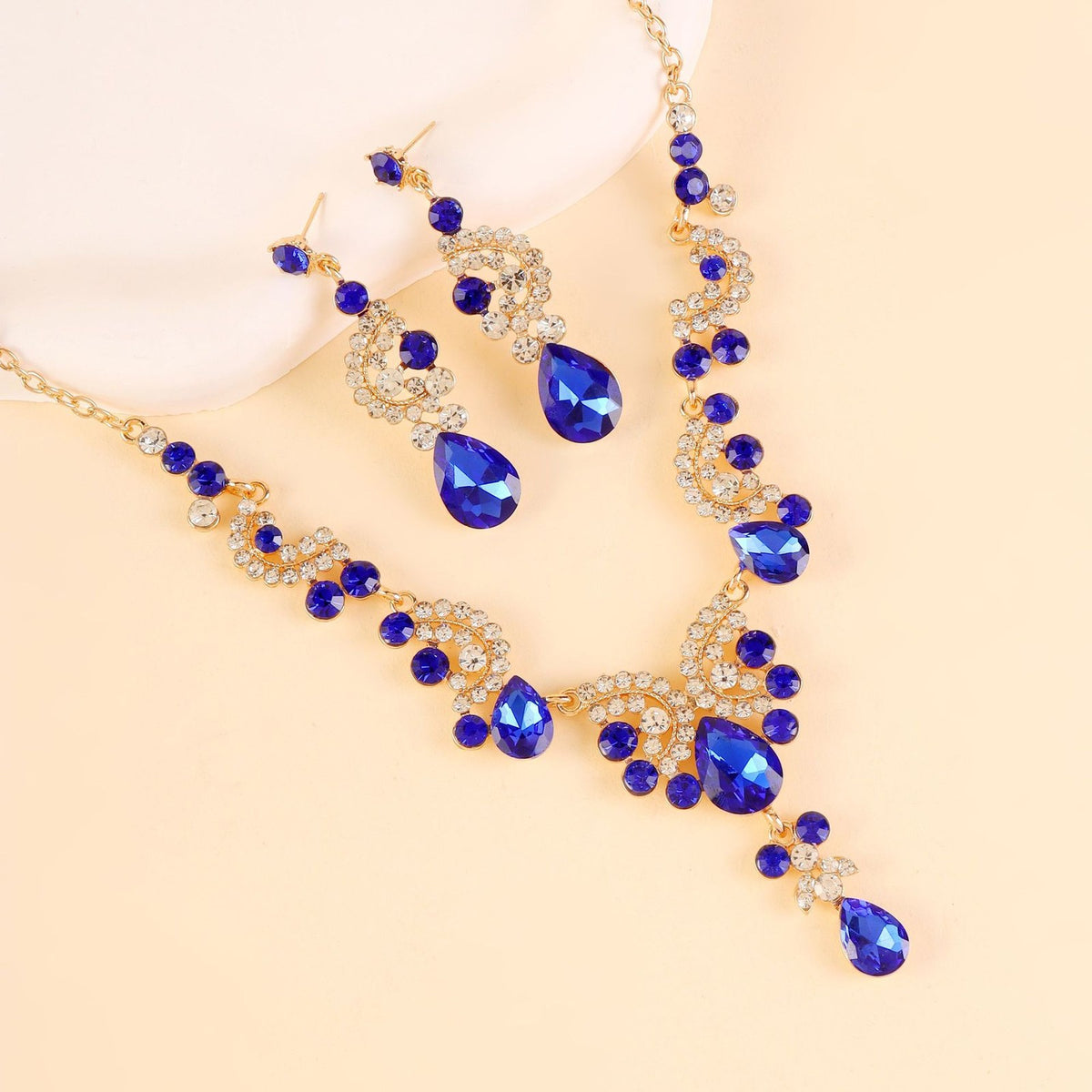 Crystal Scroll Necklace & Earring Set