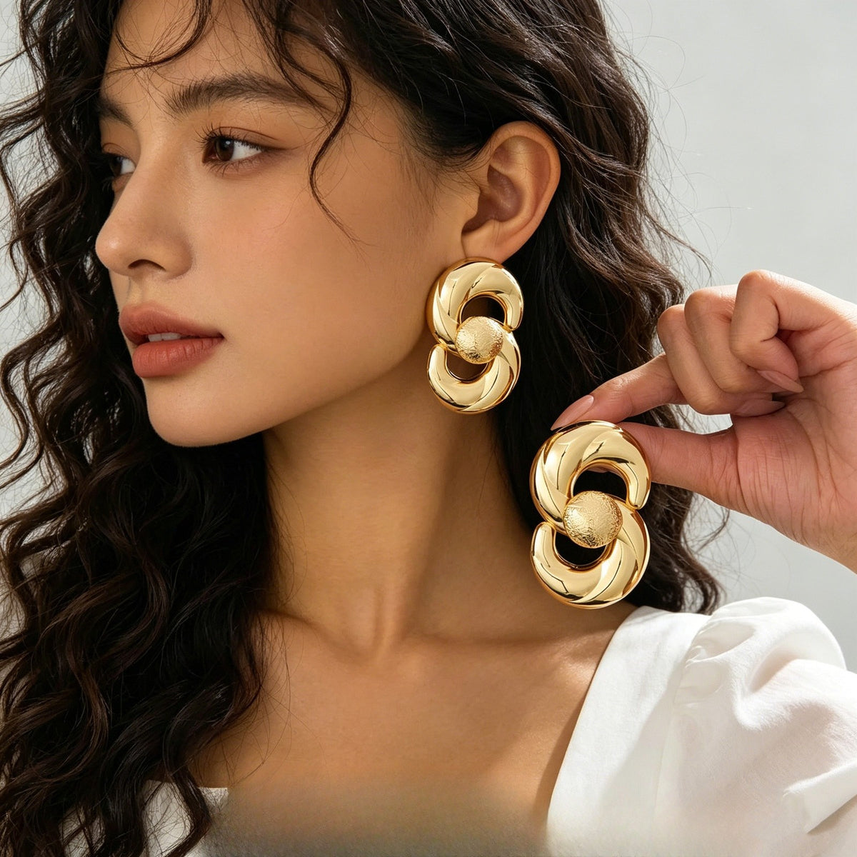 Textured Gold-Tone Figure Eight Earrings