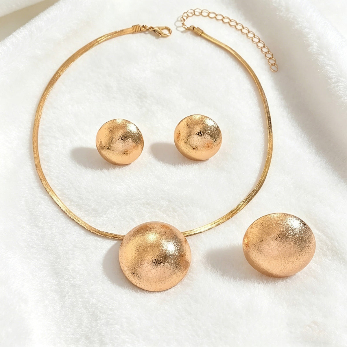 Textured Round Disc Jewelry Set