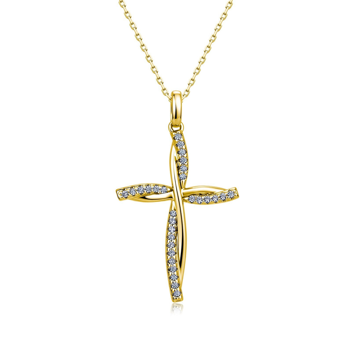 Twisted Crystal Cross Pendant Necklace