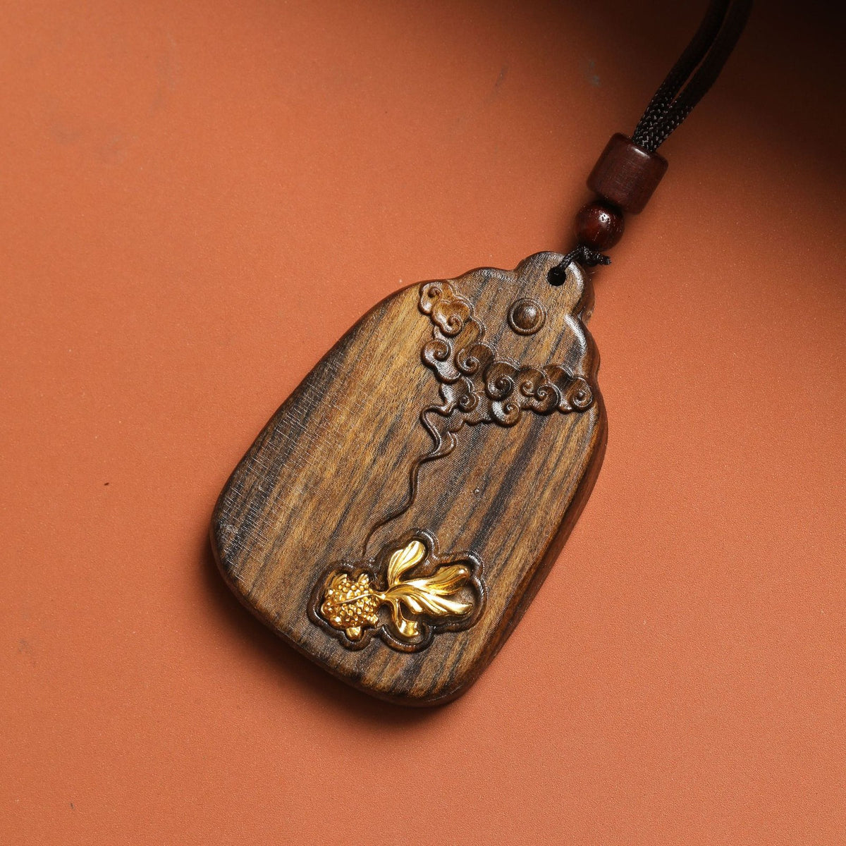 Carved Wood Koi Pendant