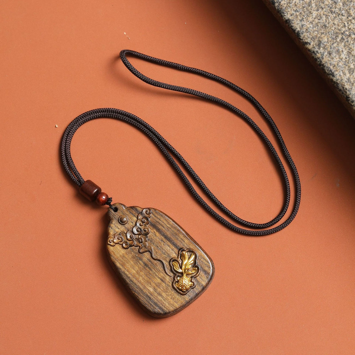Carved Wood Koi Pendant