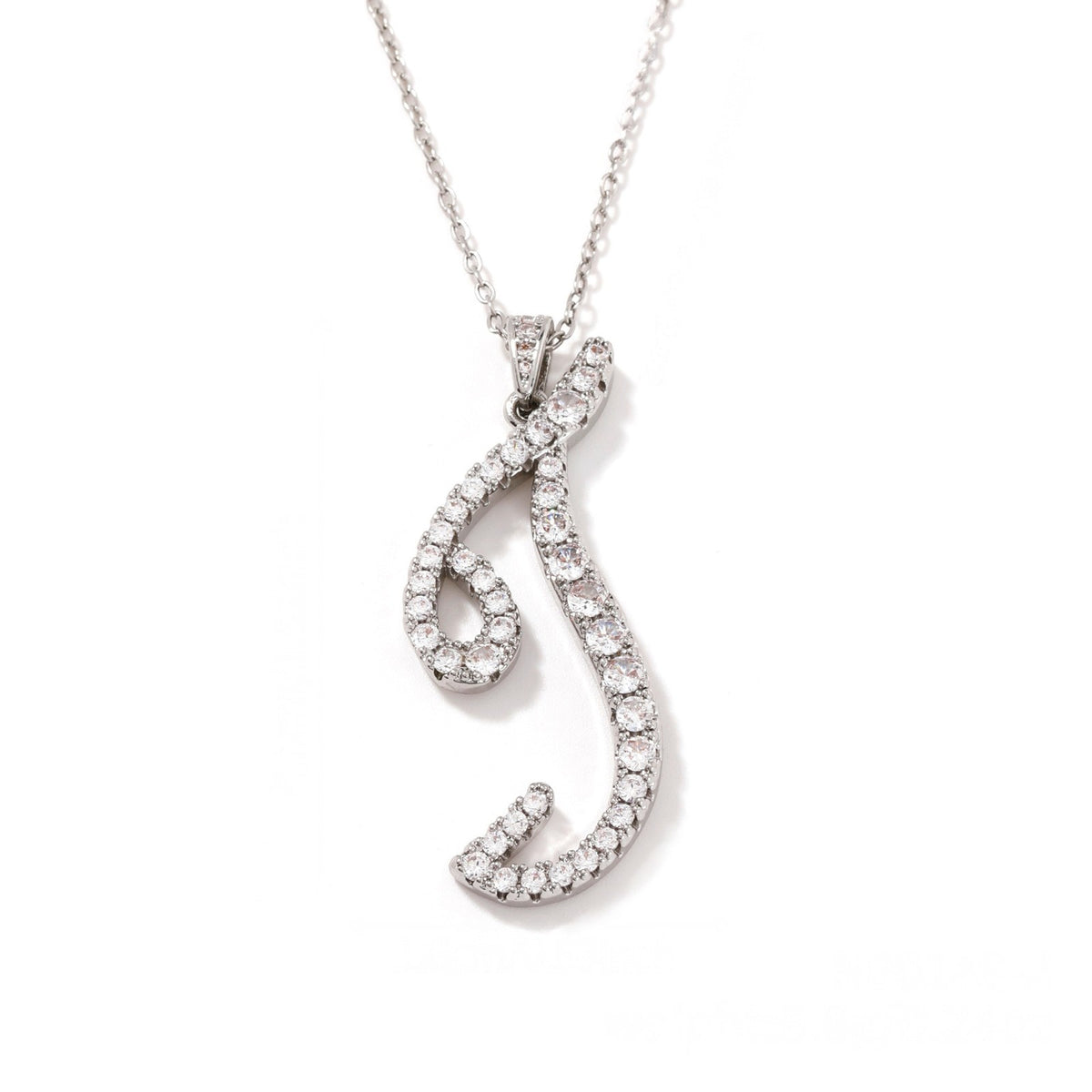 Crystal Pave Script Initial Necklace