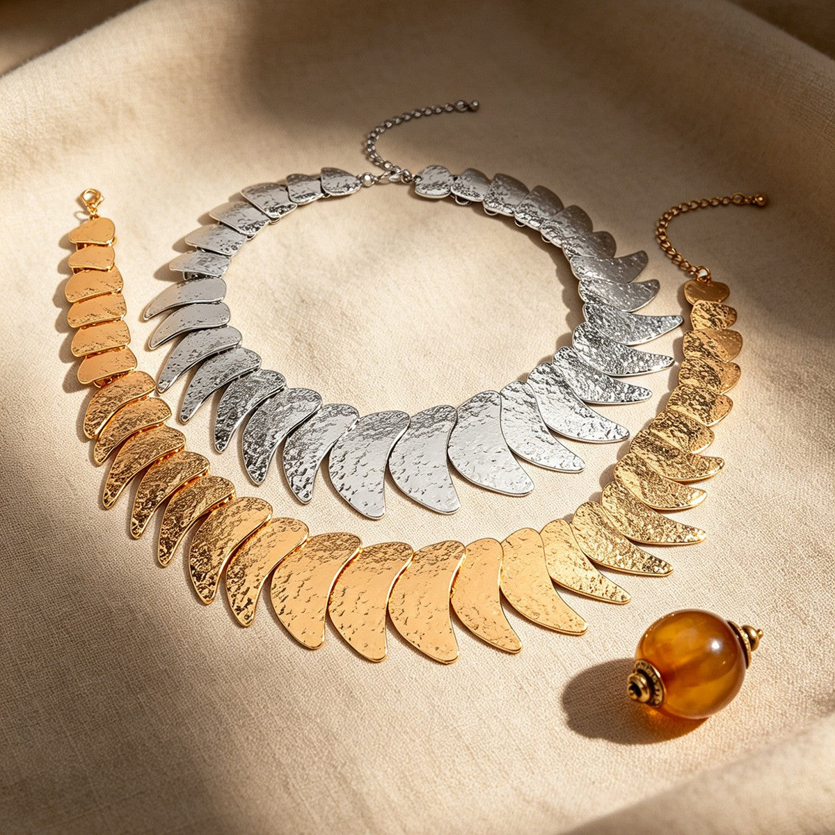 Textured Crescent Collar Necklace