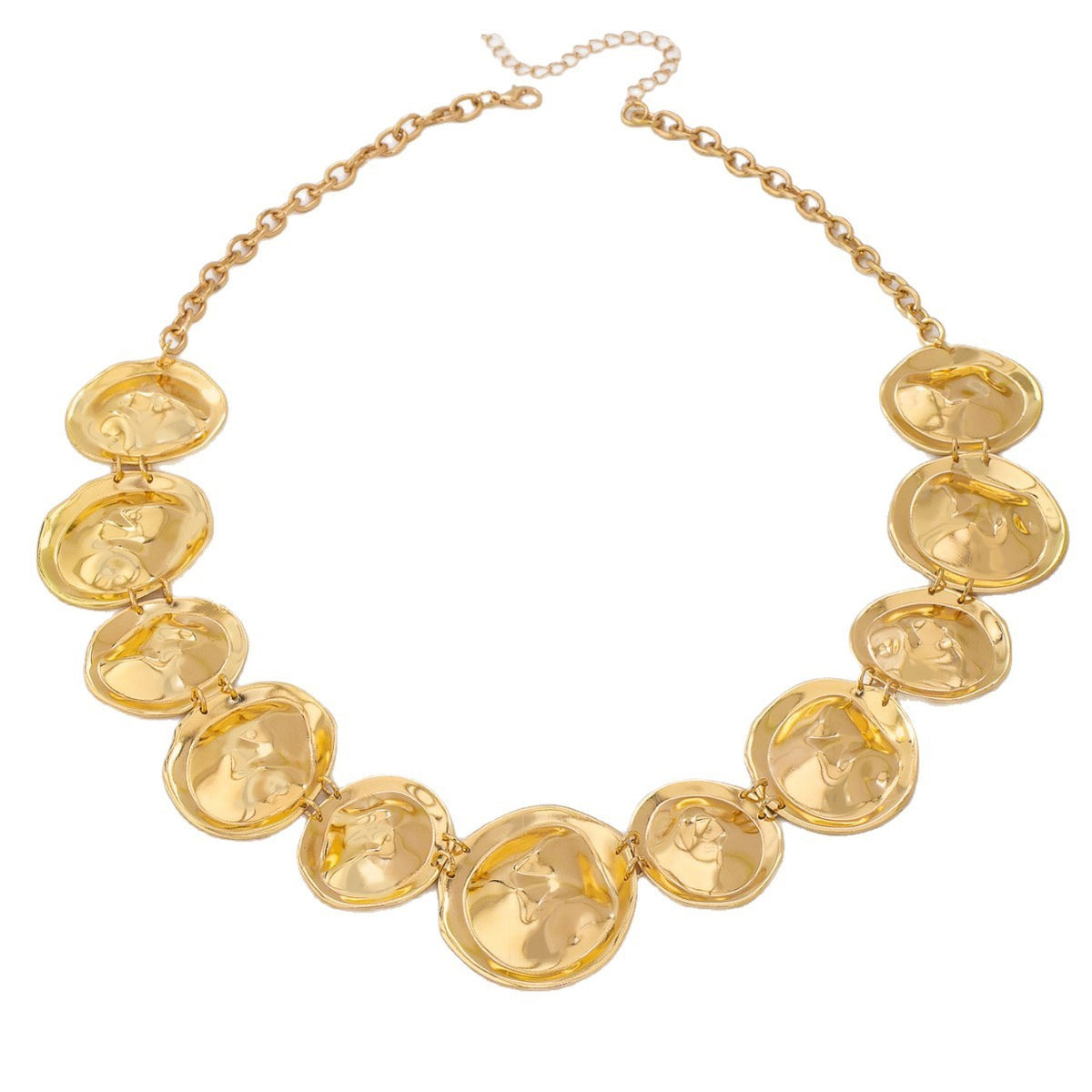 Irregular Hammered Disc Statement Necklace