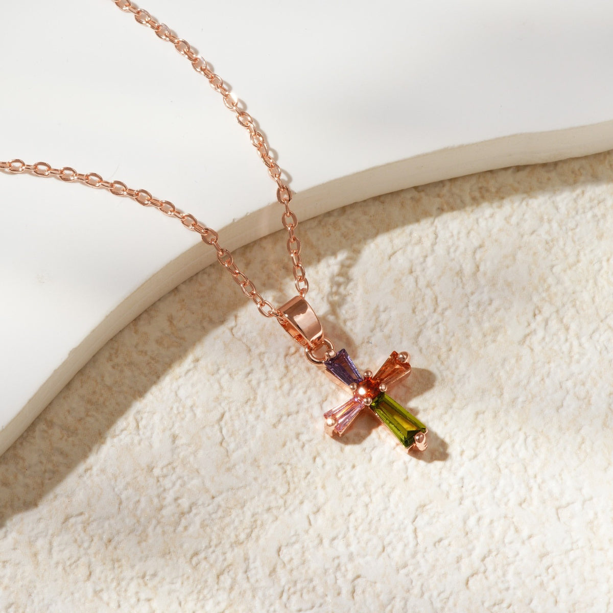 Colorful Crystal Cross Necklace
