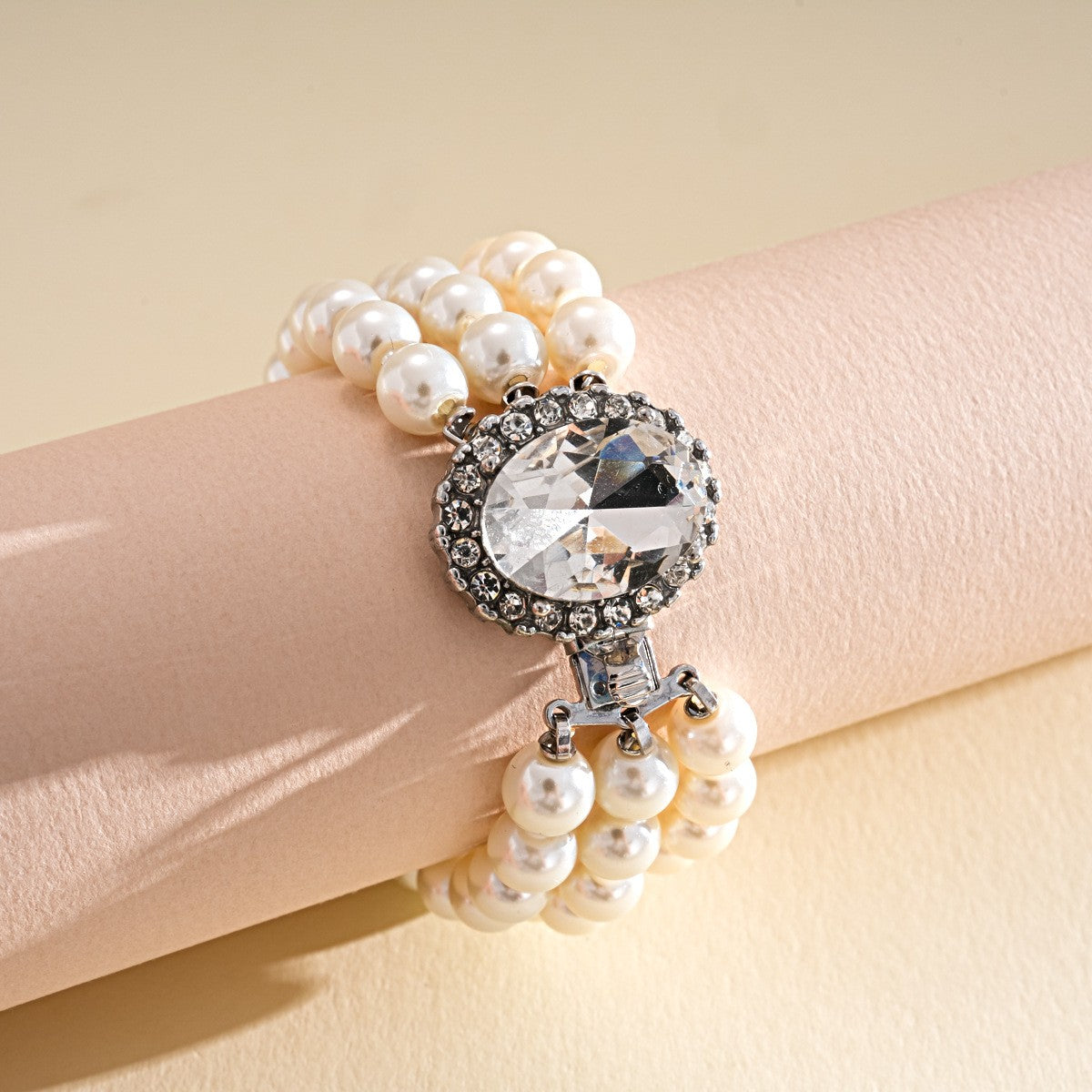 Crystal & Pearl Multi-Strand Charm Bracelet