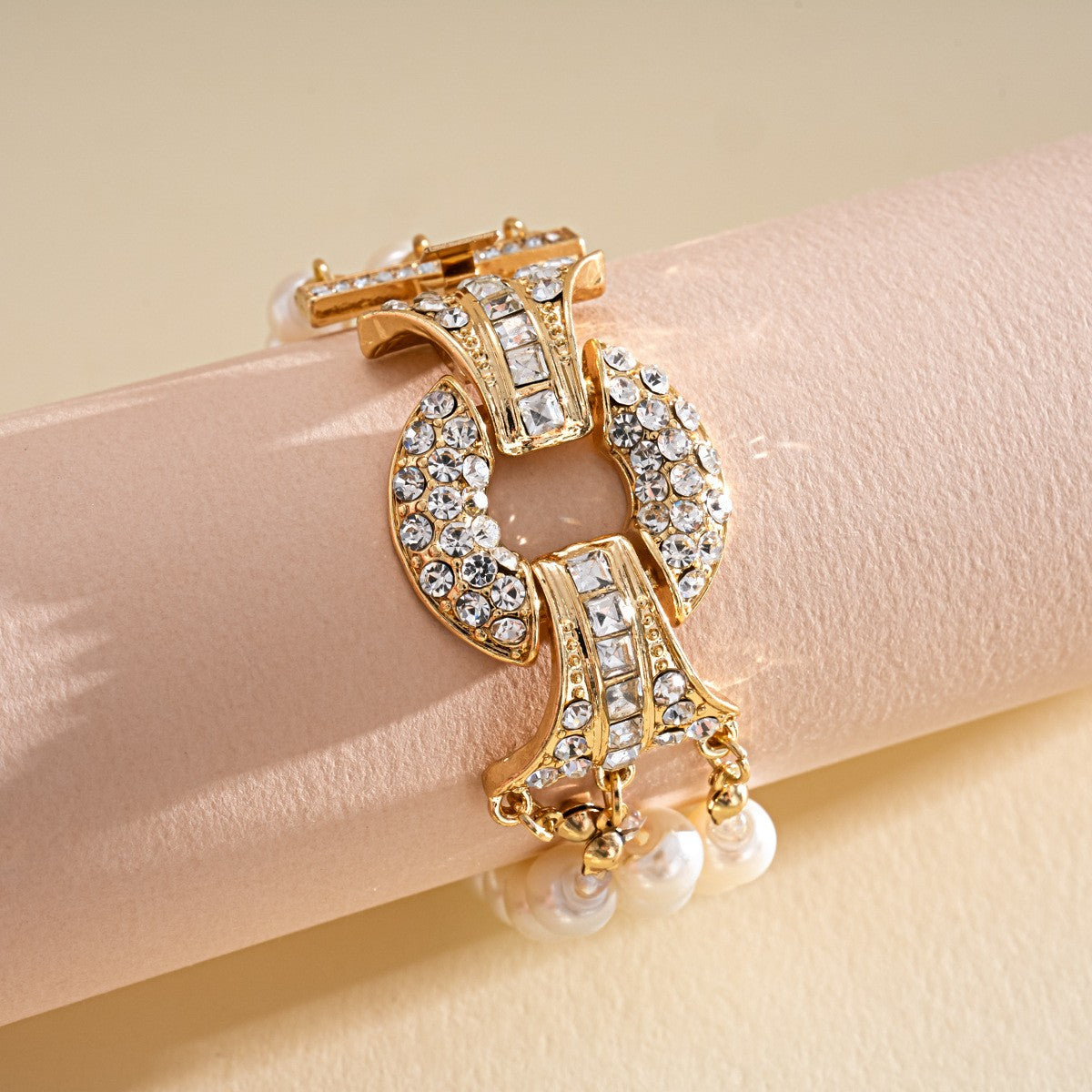 Crystal & Pearl Multi-Strand Charm Bracelet