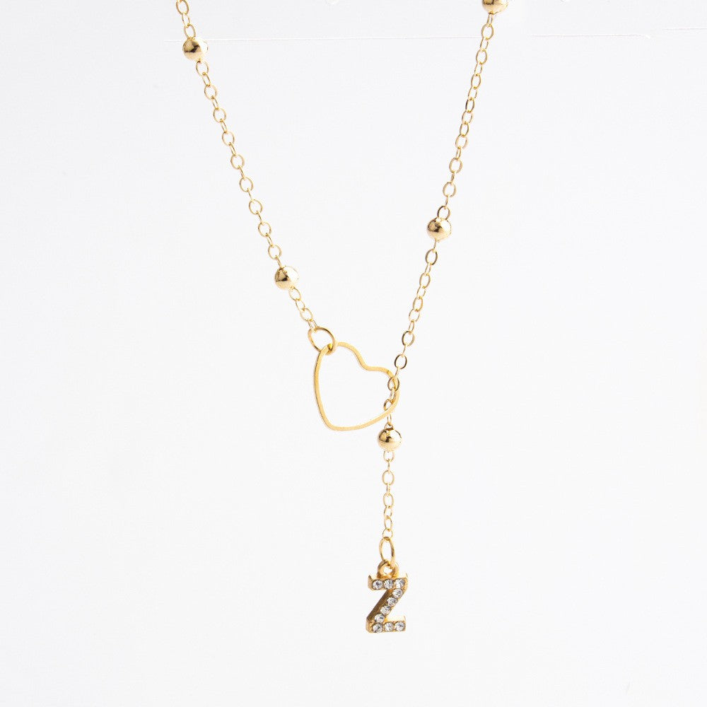 Heart & Initial Drop Necklace