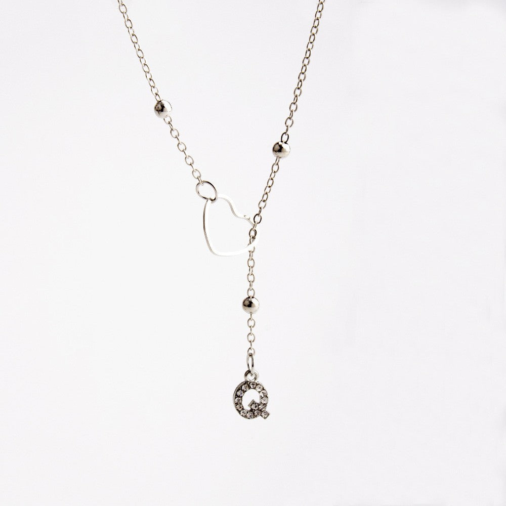 Heart & Initial Drop Necklace