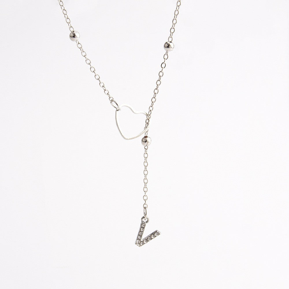 Heart & Initial Drop Necklace