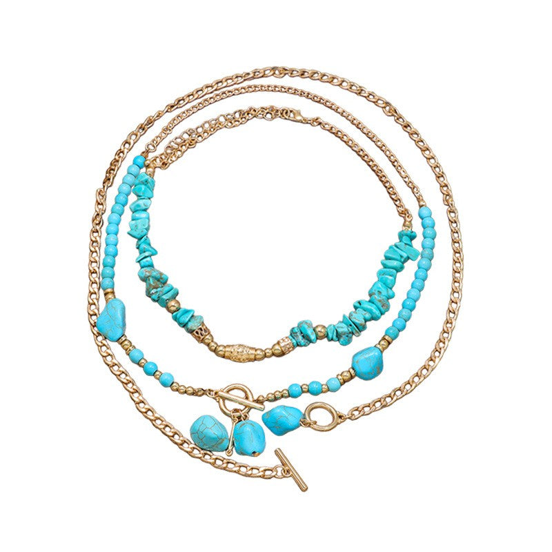 Turquoise Chip & Toggle Layered Necklace