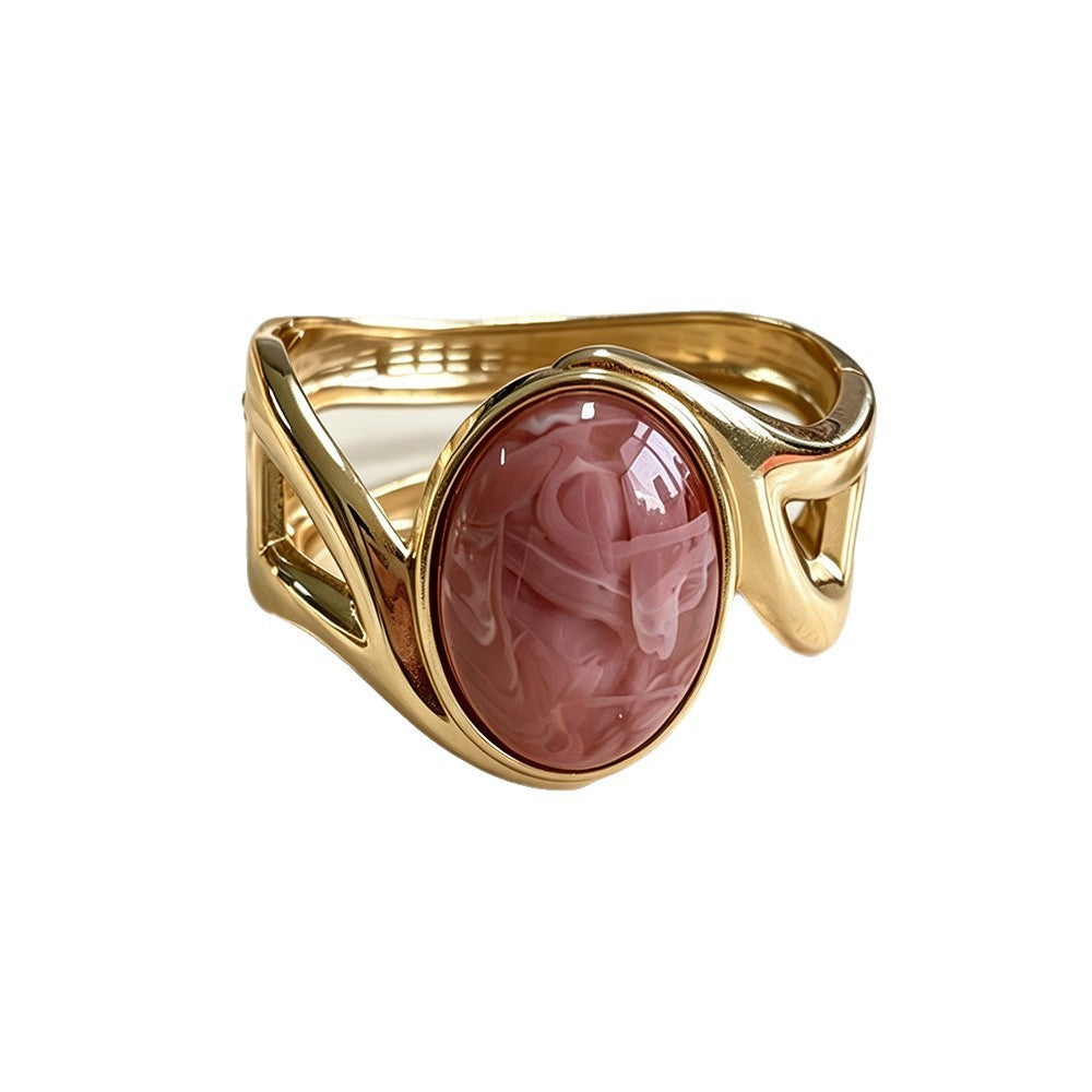 Oval Gemstone Cuff Bracelet