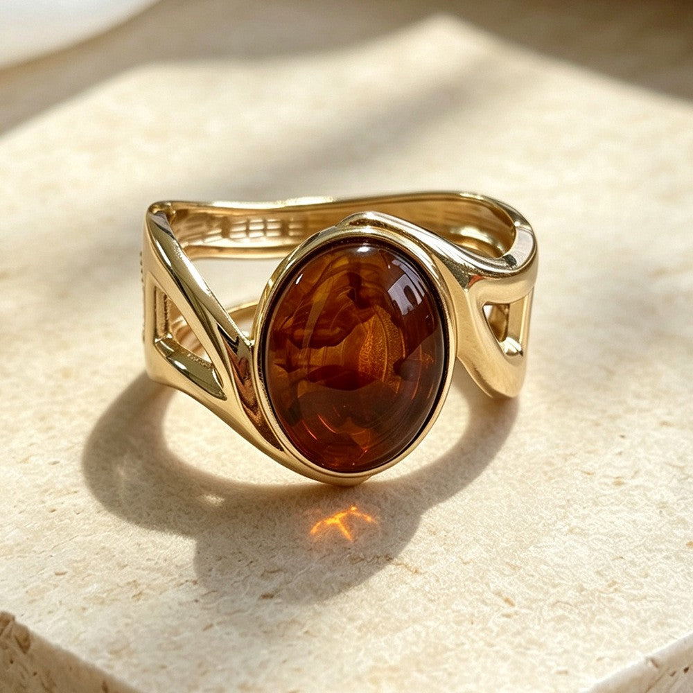 Oval Gemstone Cuff Bracelet