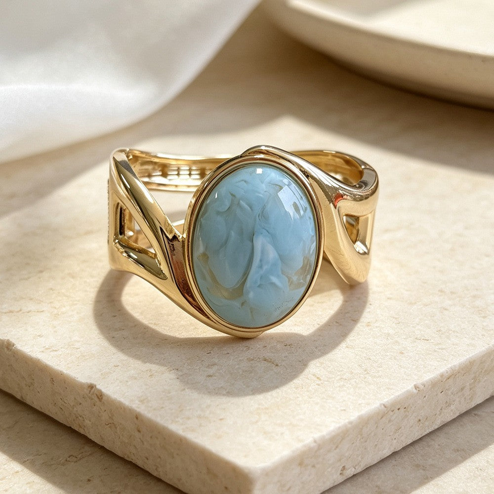 Oval Gemstone Cuff Bracelet