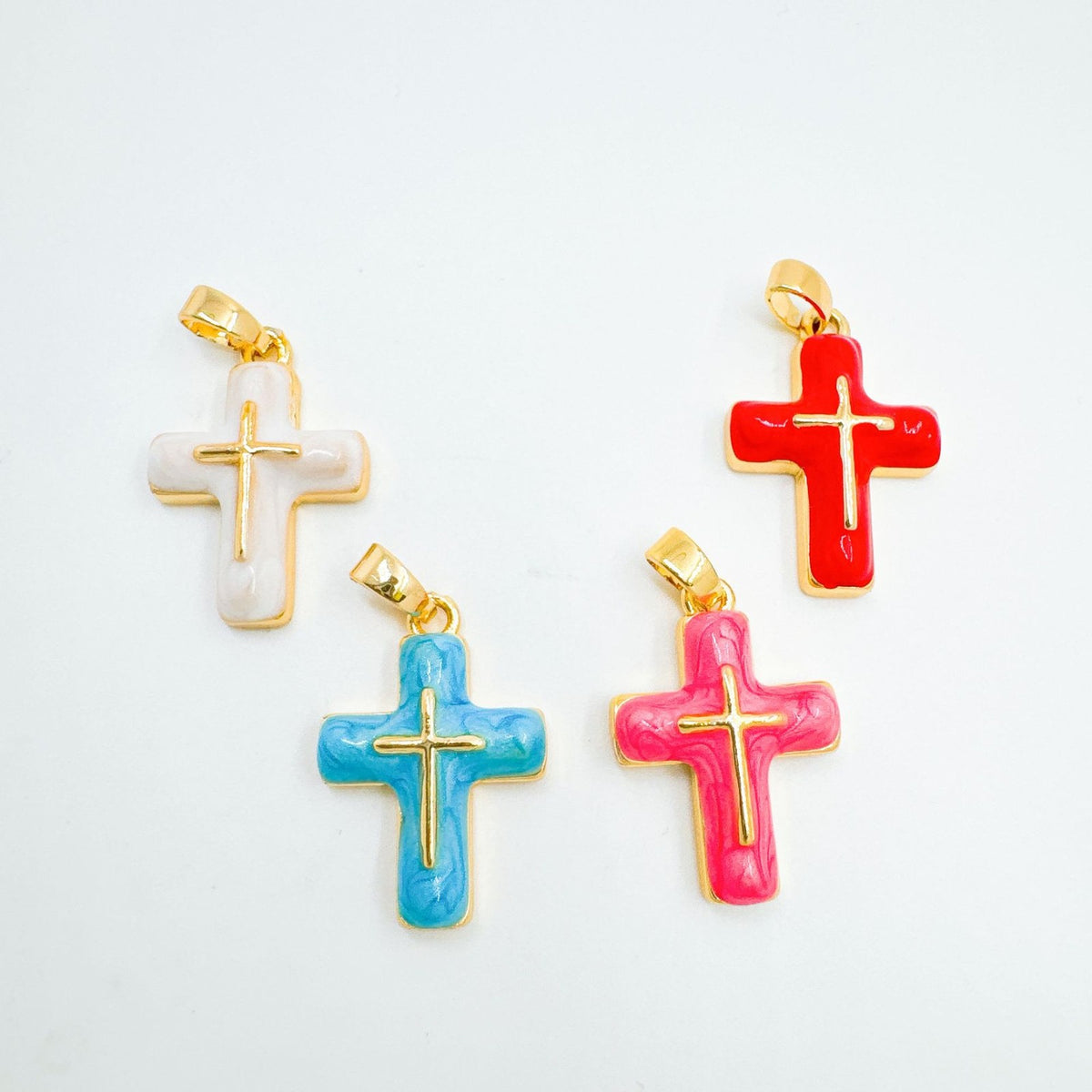 Marbled Resin Cross Pendant Necklace