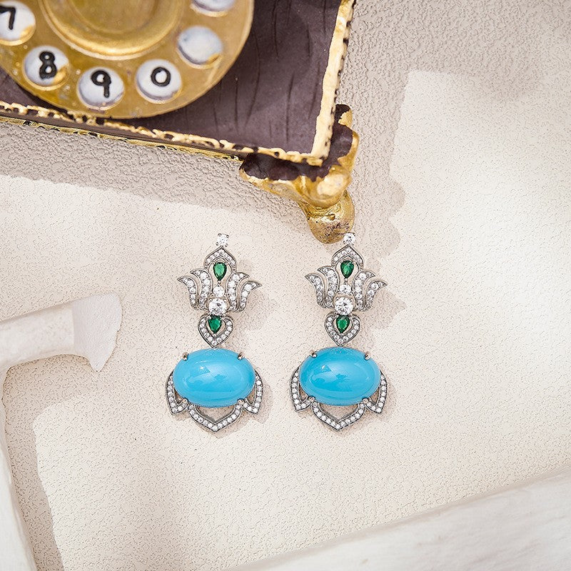 Ornate Turquoise Drop Earrings