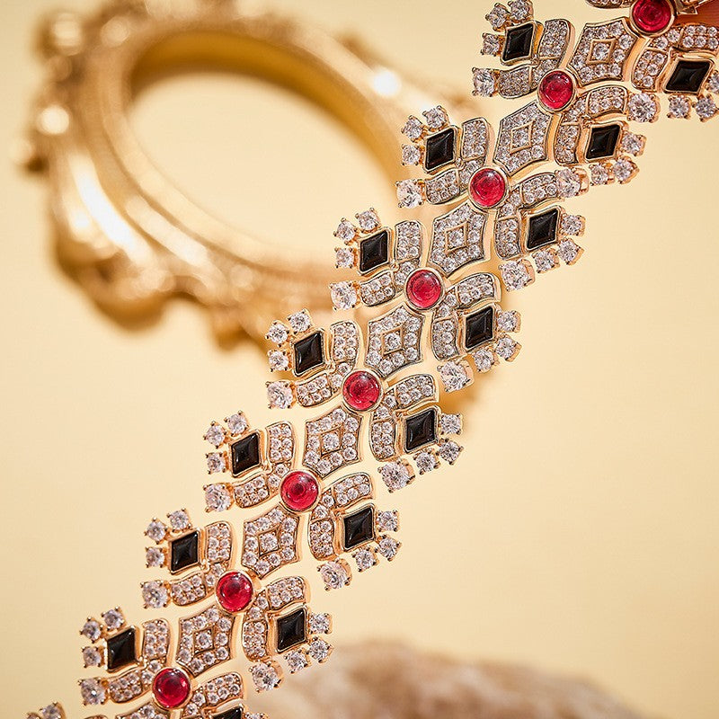 Geometric Crystal Cuff Bracelet