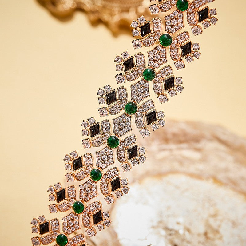 Geometric Crystal Cuff Bracelet
