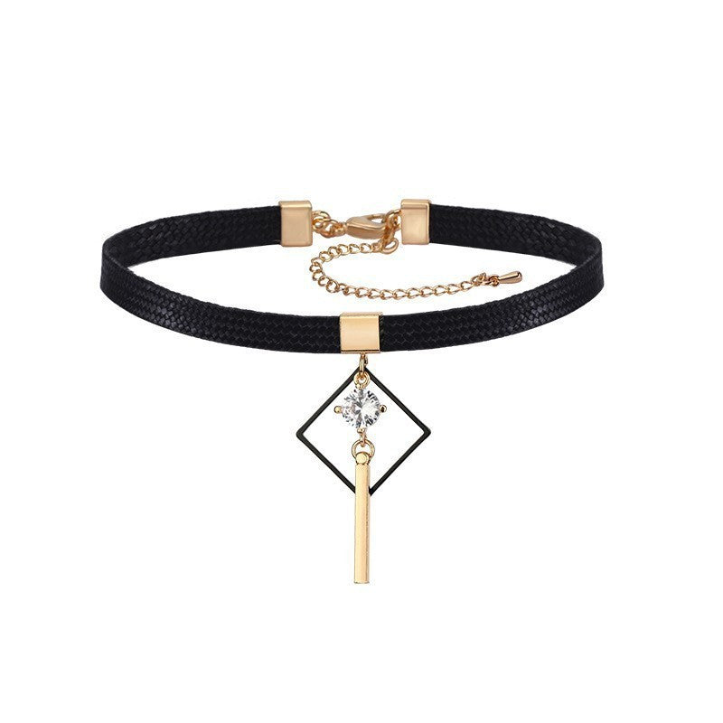 Black Braided Square Choker Pendant