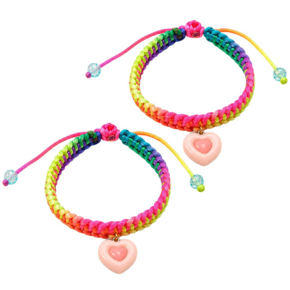 Rainbow Woven Heart Charm Bracelet