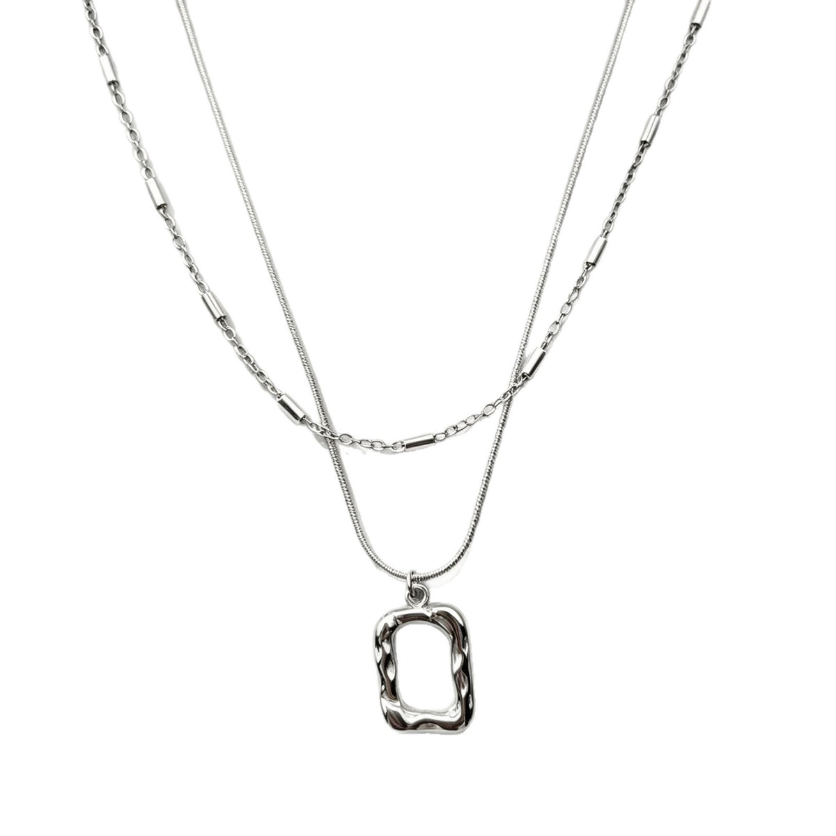 Pleated Square Layered Necklace