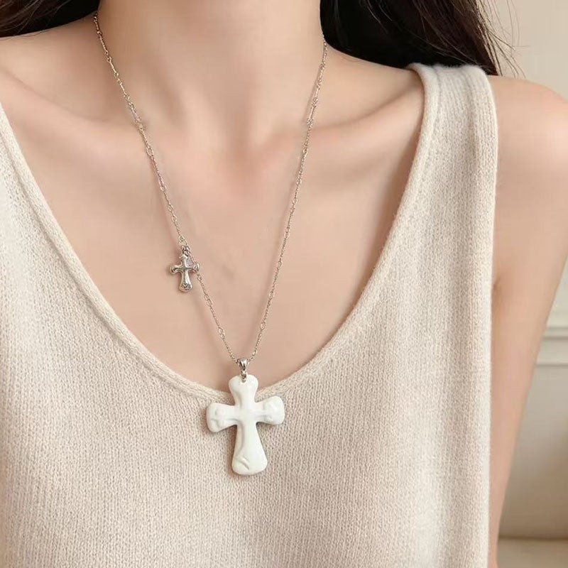 Chunky Resin Cross Pendant Necklace