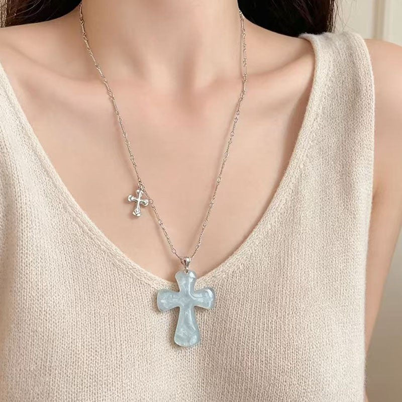 Chunky Resin Cross Pendant Necklace