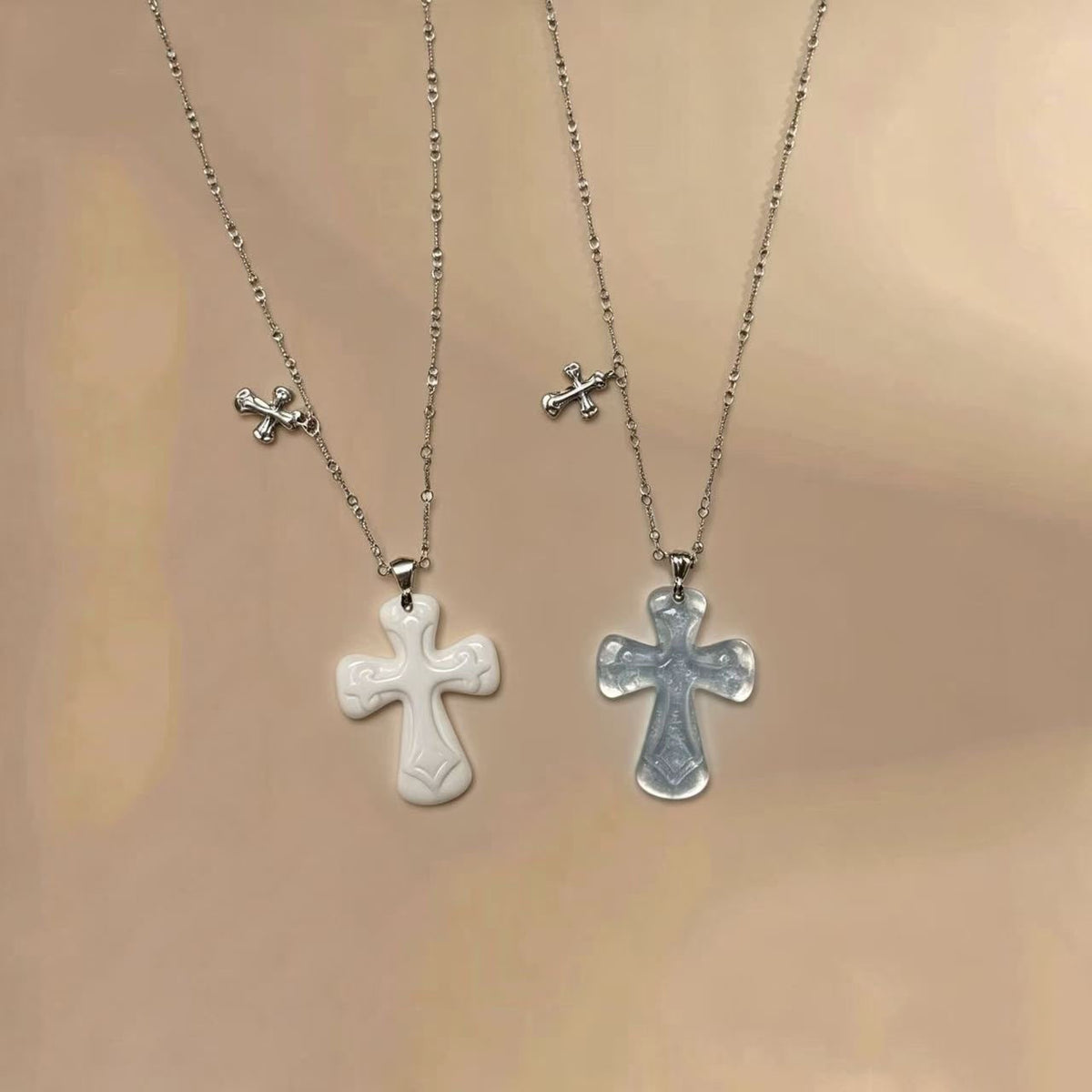 Chunky Resin Cross Pendant Necklace