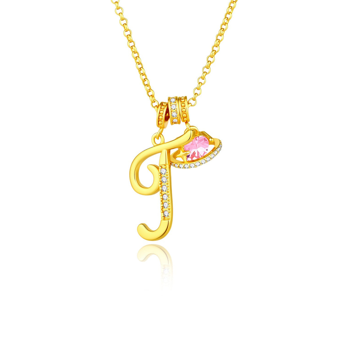 Gold Crystal Initial Heart Necklace