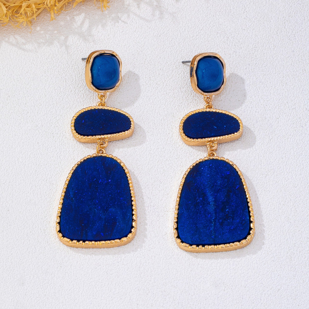 Amber Marbled Tiered Drop Earrings