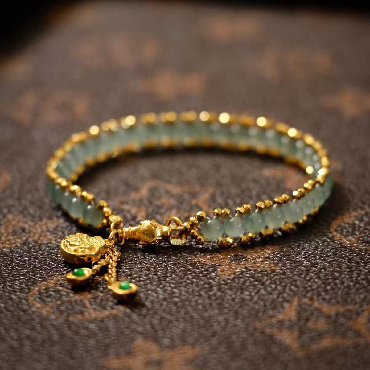 Jade Bead Charm Bracelet