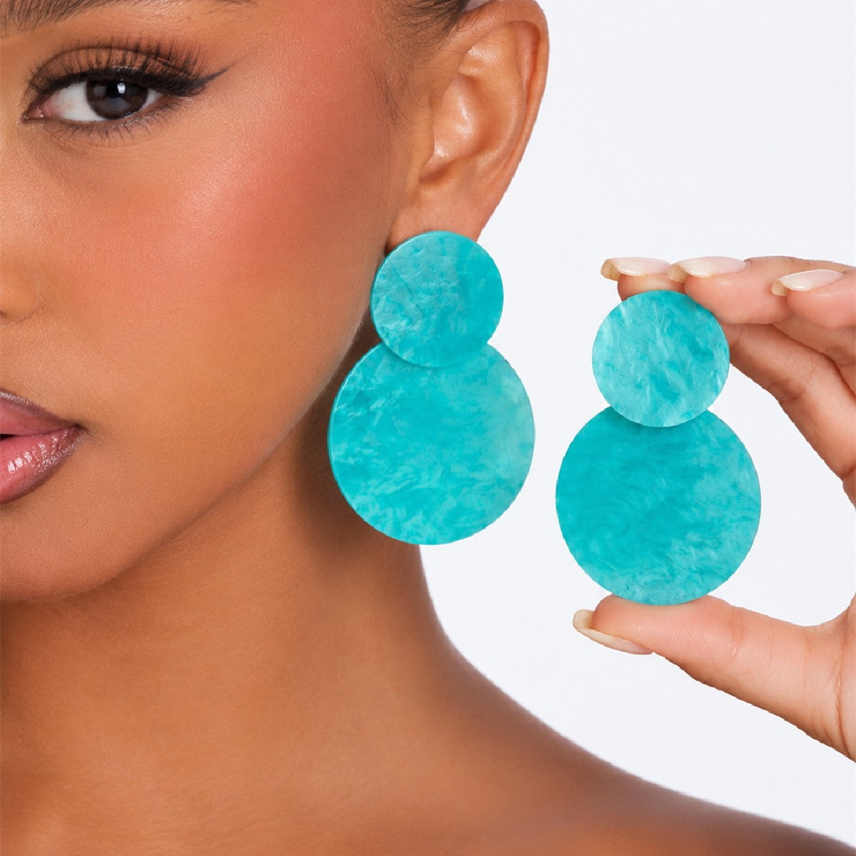 Swirl Texture Double Disc Earrings