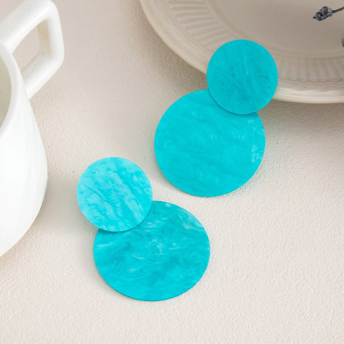 Swirl Texture Double Disc Earrings
