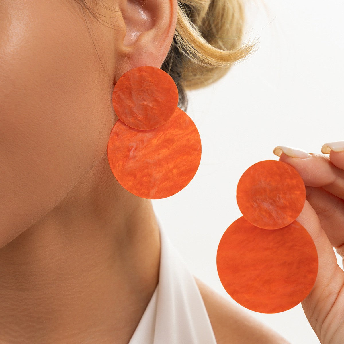 Swirl Texture Double Disc Earrings