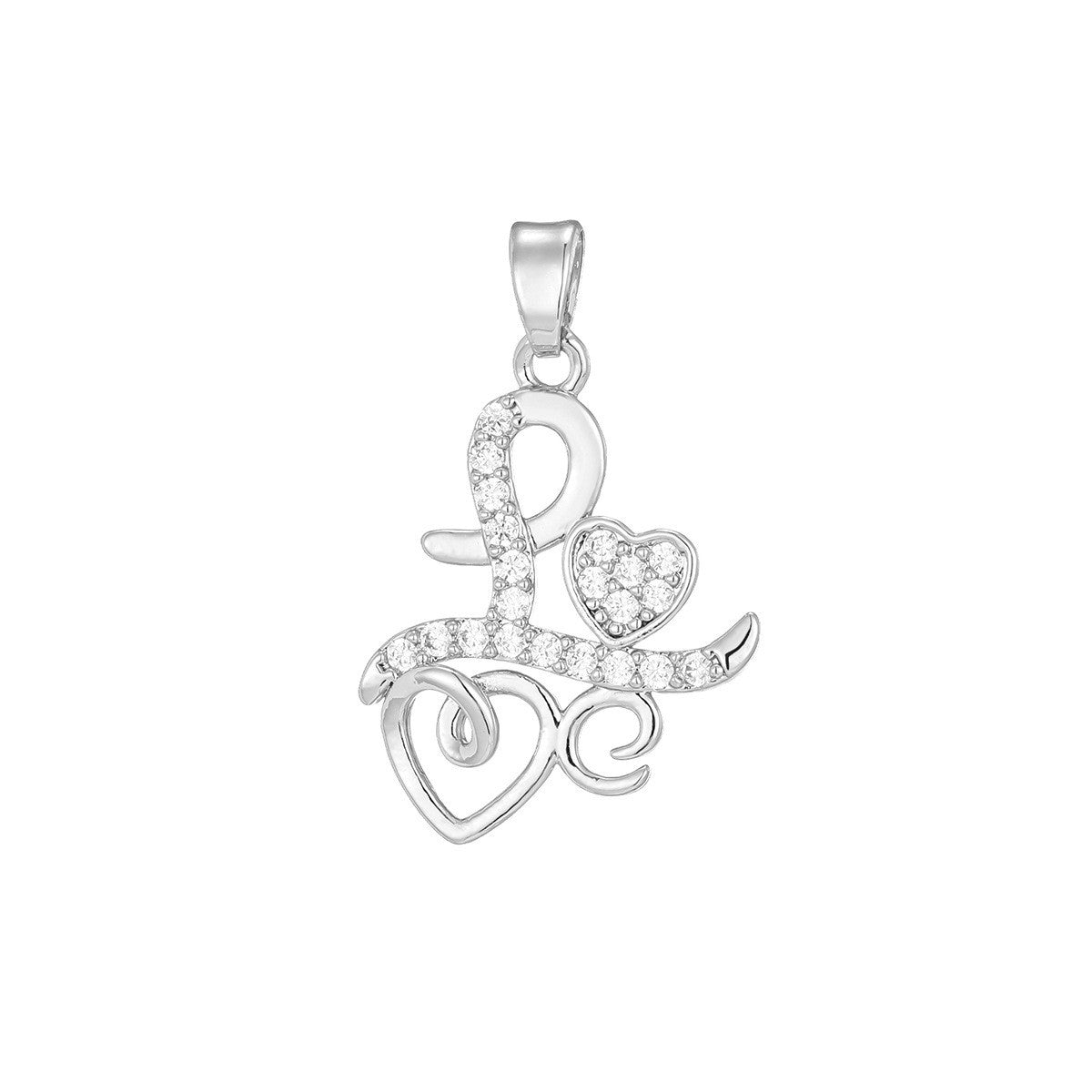 Crystal Ribbon Heart Pendant Necklace