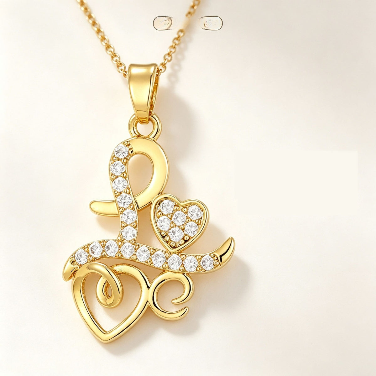Crystal Ribbon Heart Pendant Necklace